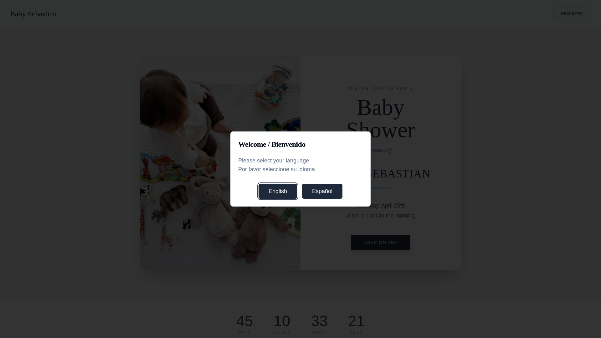 website screenshot of https://babyshowermajelamichel.com/
