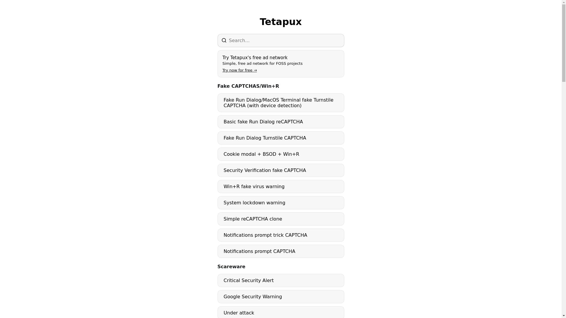 website screenshot of https://tetapux.pages.dev/