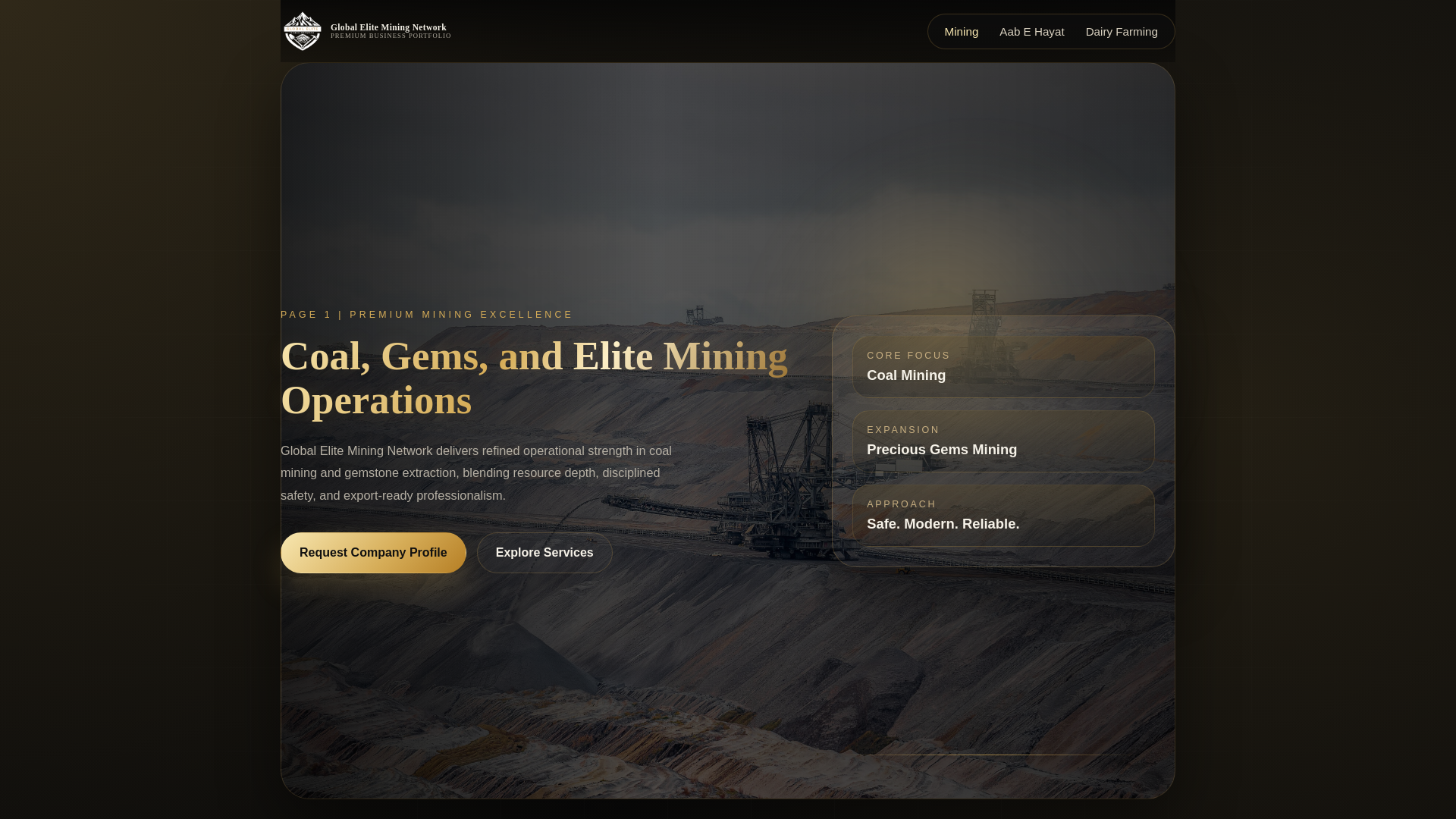 website screenshot of https://globaleliteminingnetwork.com/
