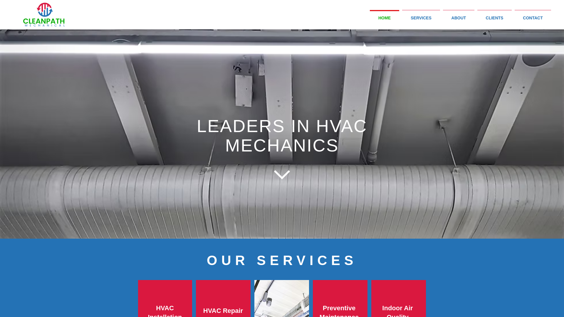 website screenshot of https://cleanpathmechanical.com/