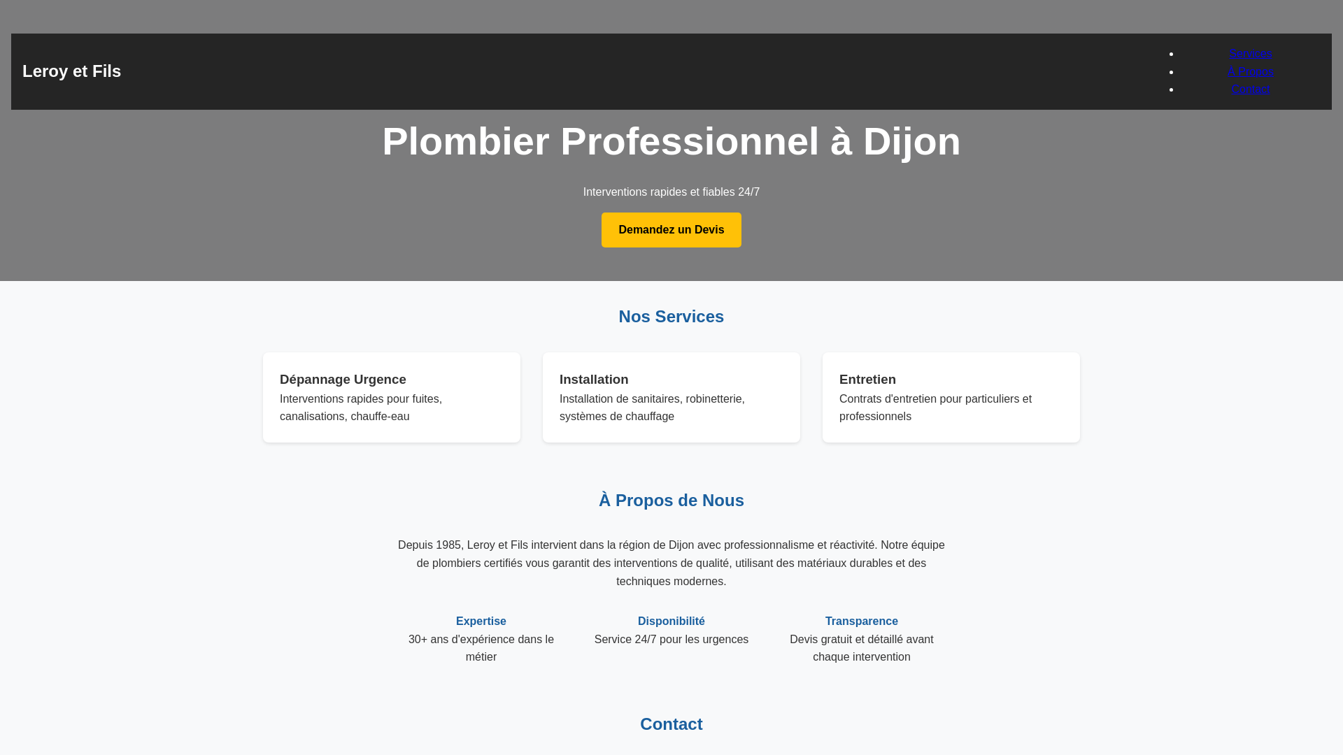 website screenshot of https://leroy-et-fils-dijon.pages.dev/