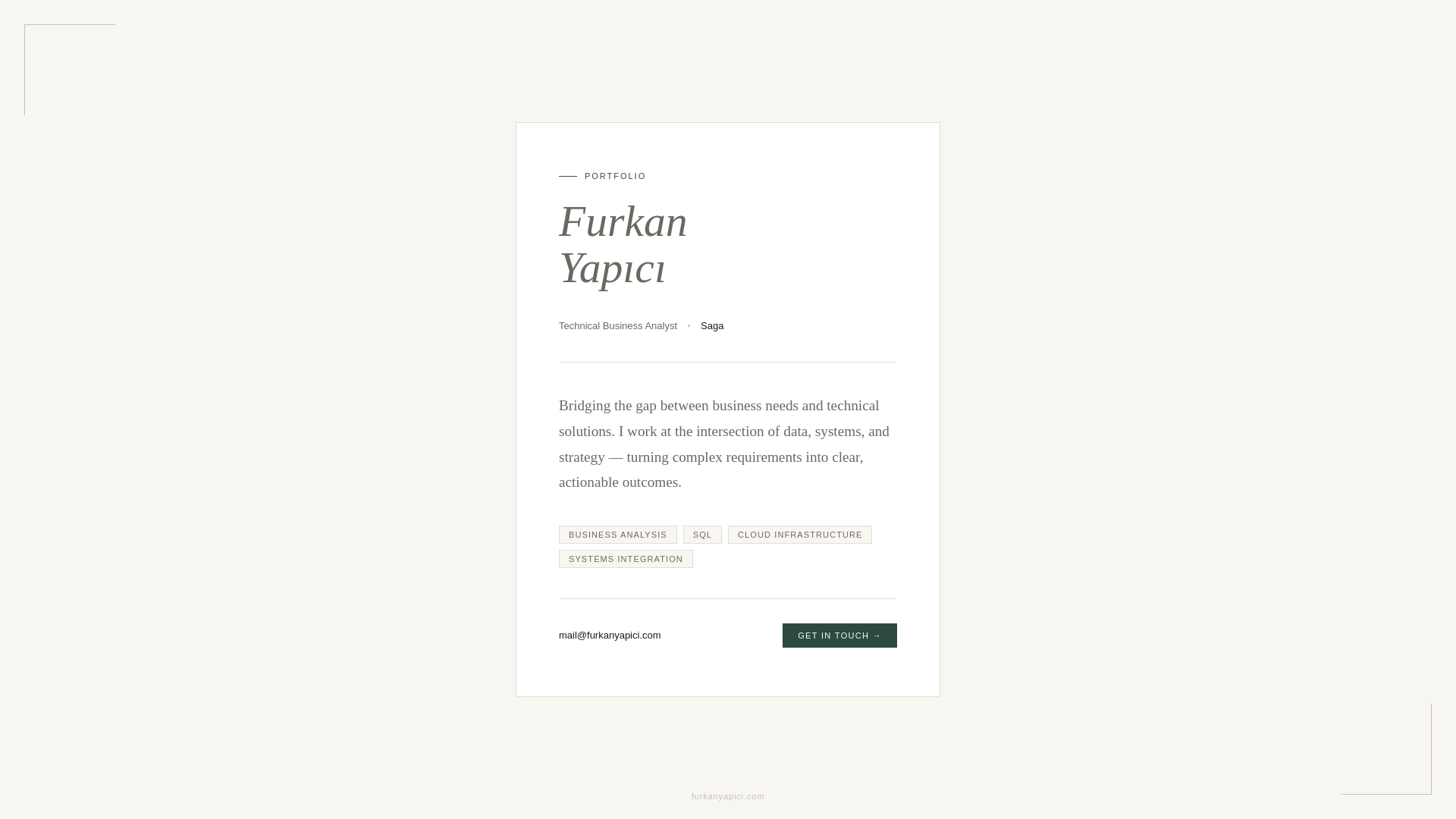 website screenshot of https://furkanyapici.com/