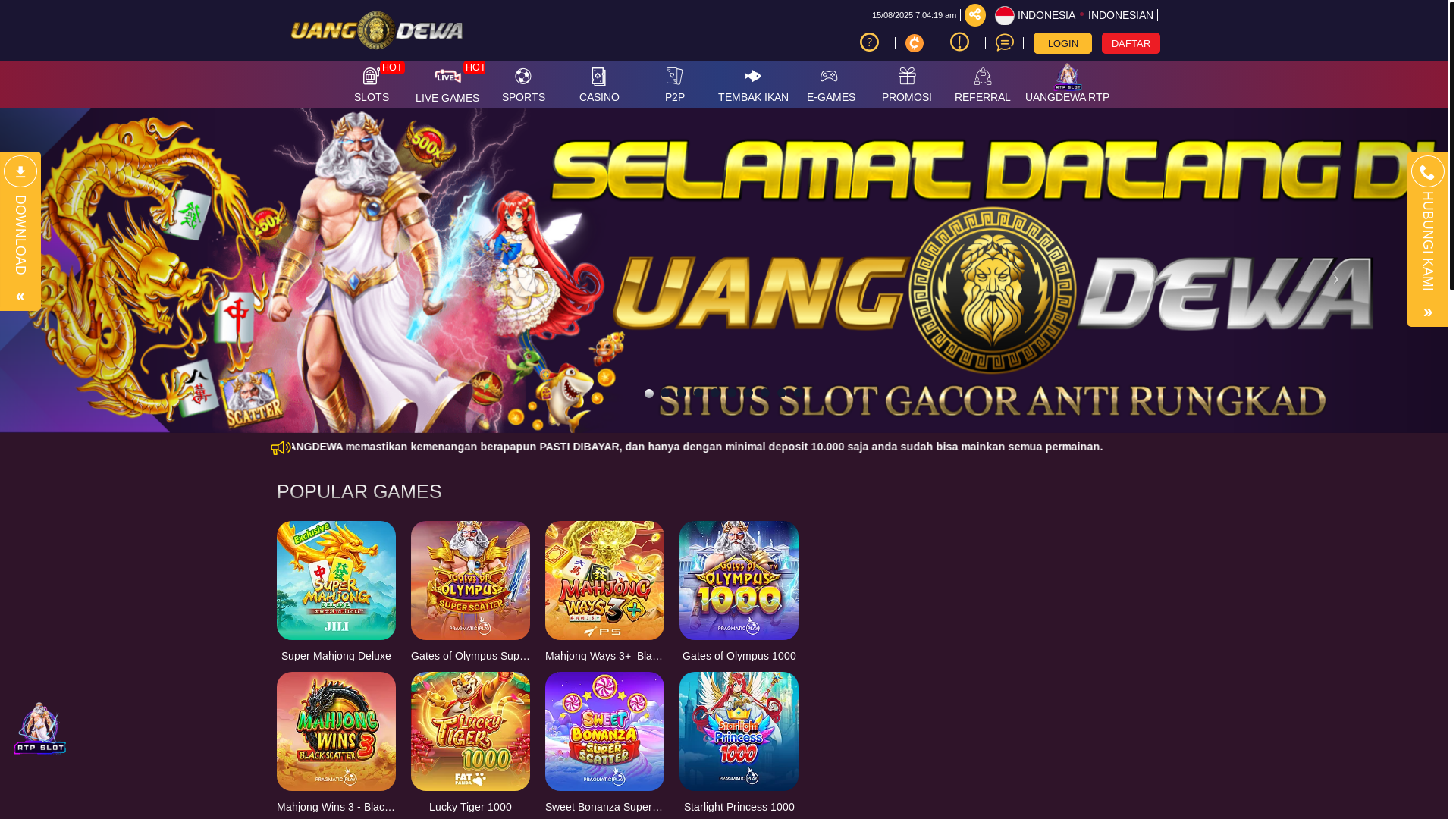 website screenshot of https://uangdewa42.com/