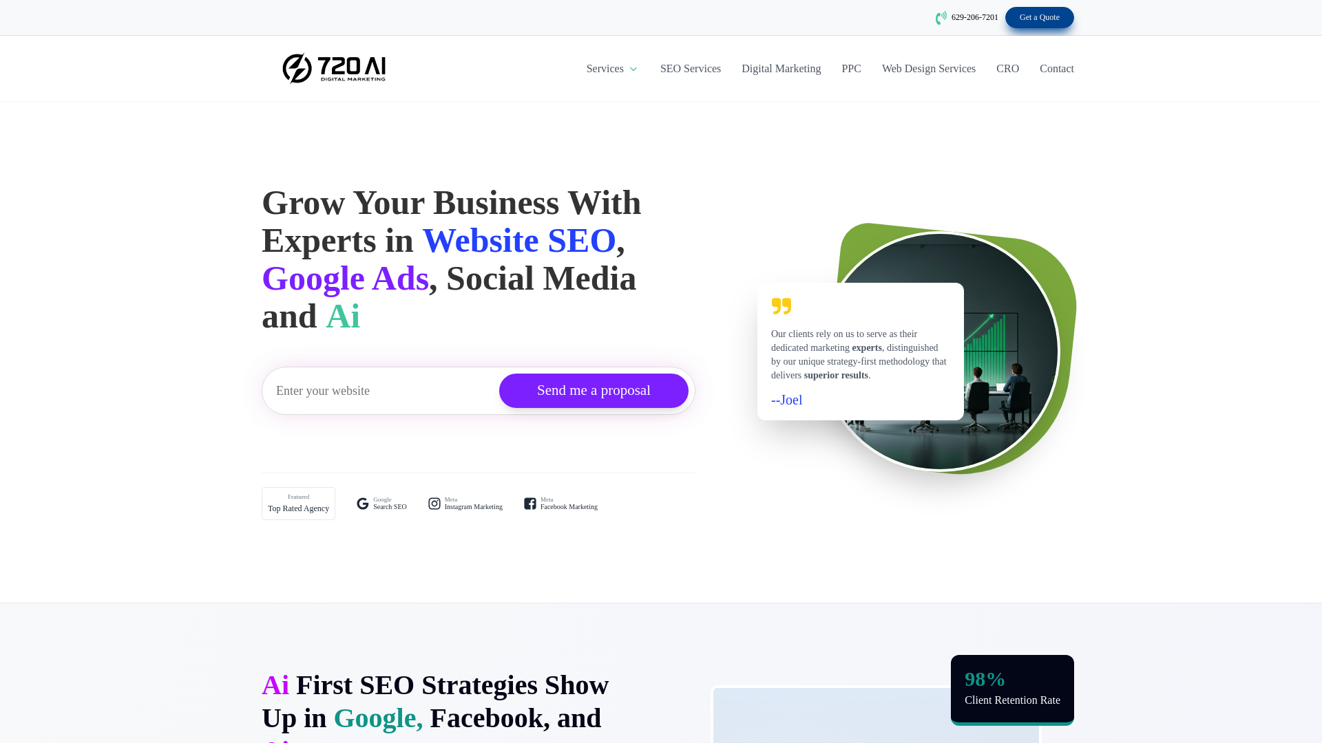 website screenshot of https://720digitalmarketingbiz.com/