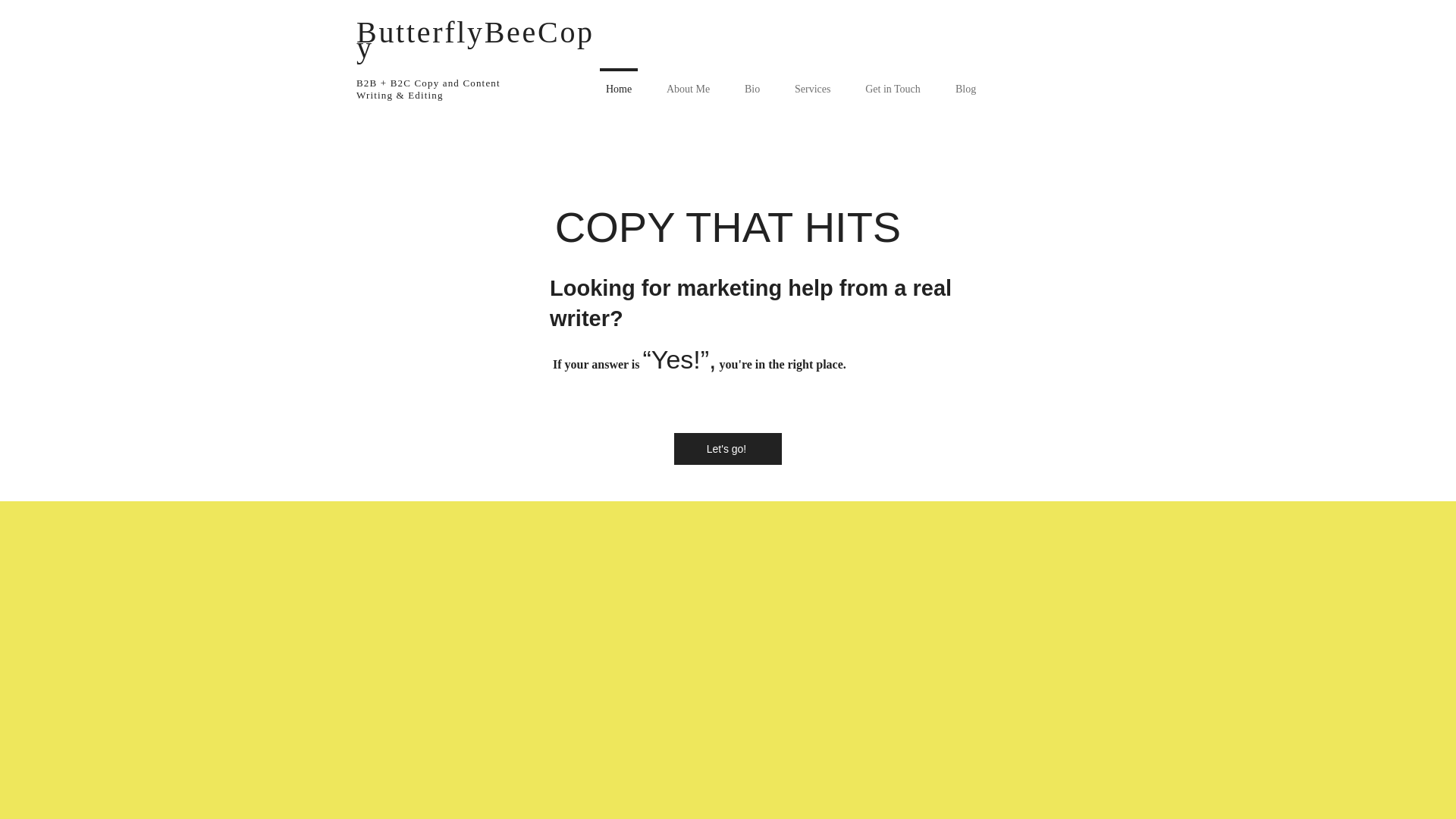 website screenshot of https://butterflybeecopy.com/