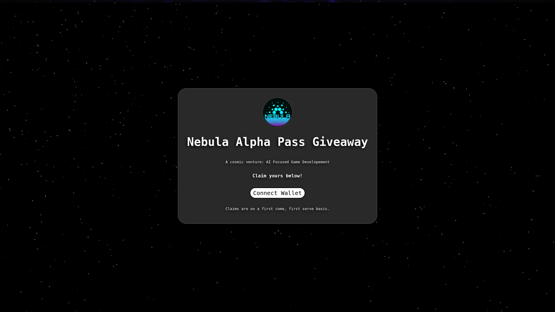 website screenshot of https://thenebula.art/