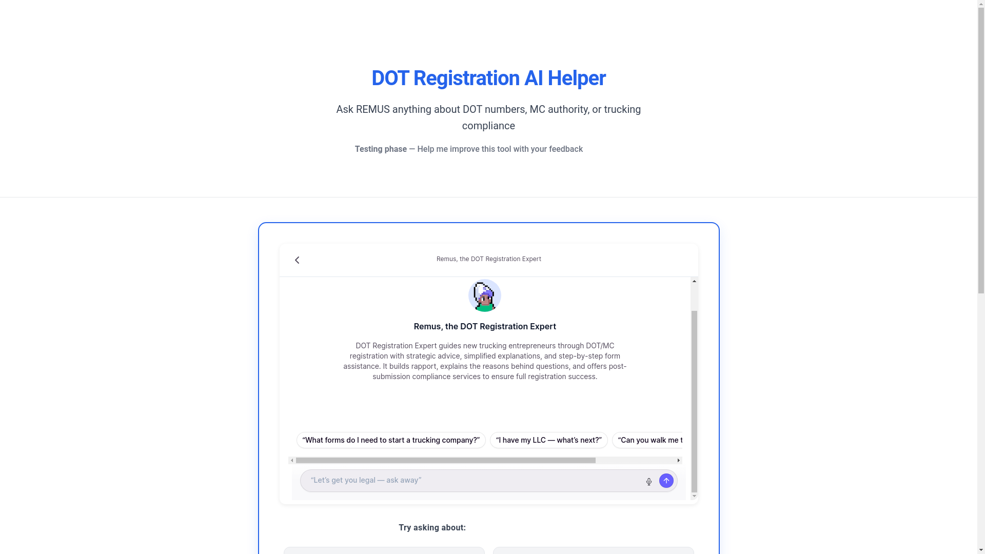 website screenshot of https://trucking-compliance-helper.pages.dev/