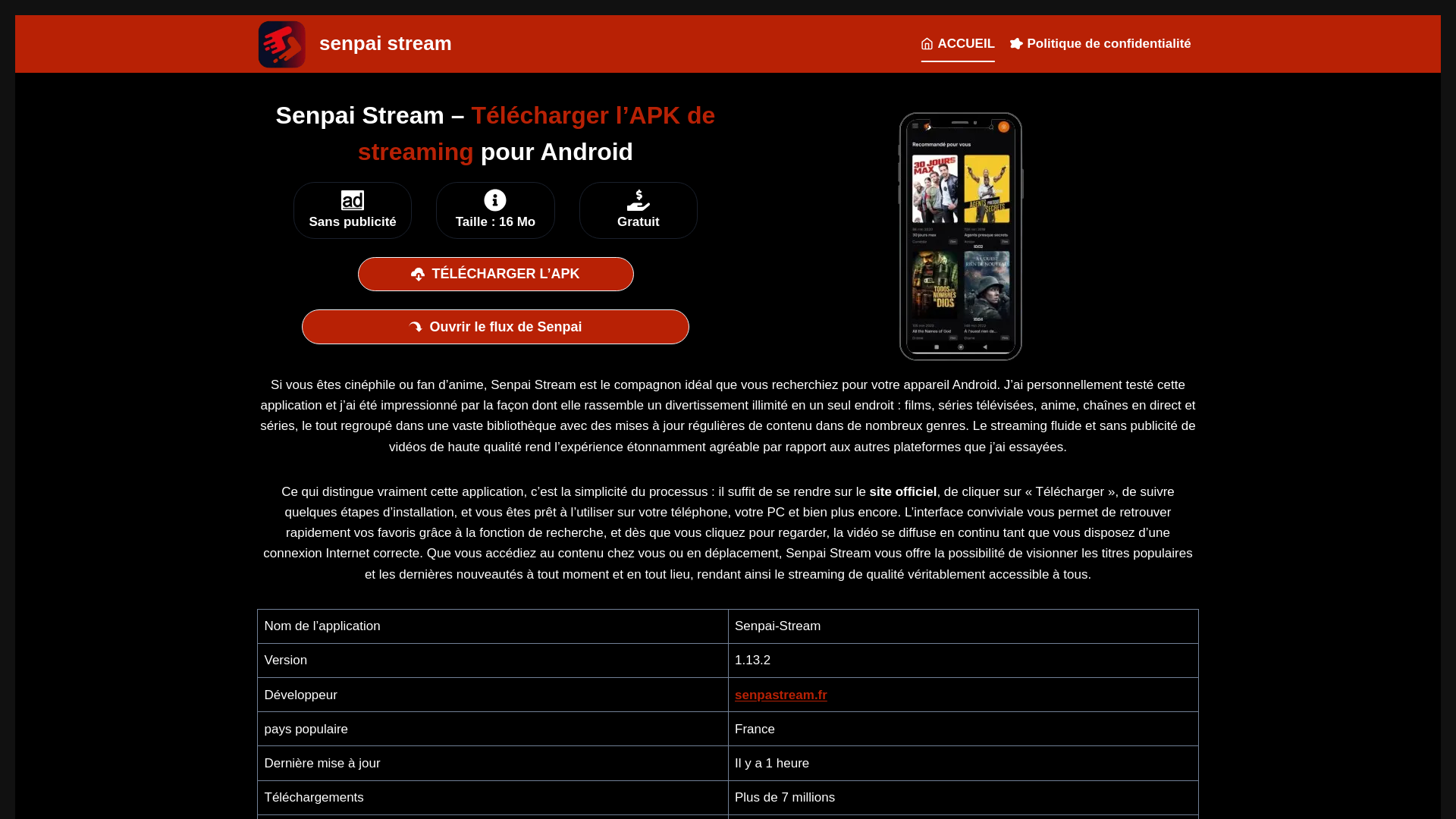 website screenshot of https://senpastream.fr