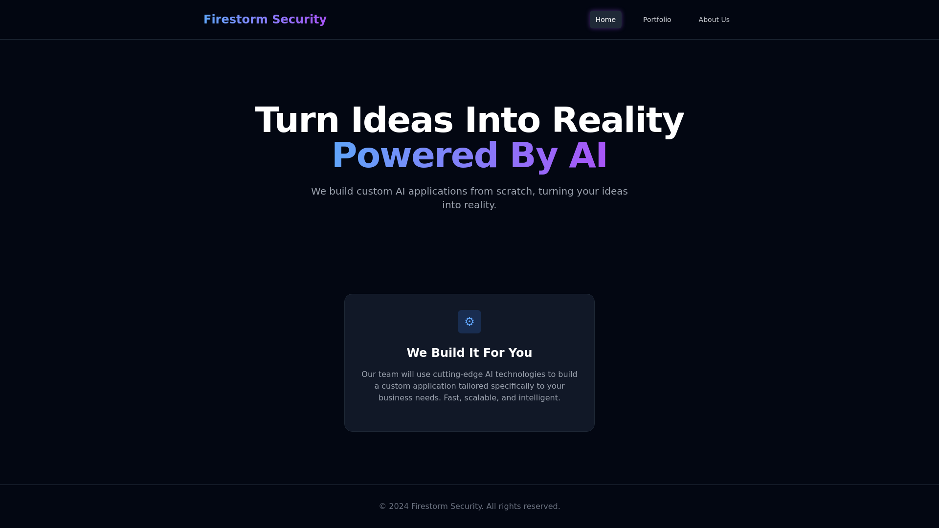 website screenshot of https://firestormsecurity.net