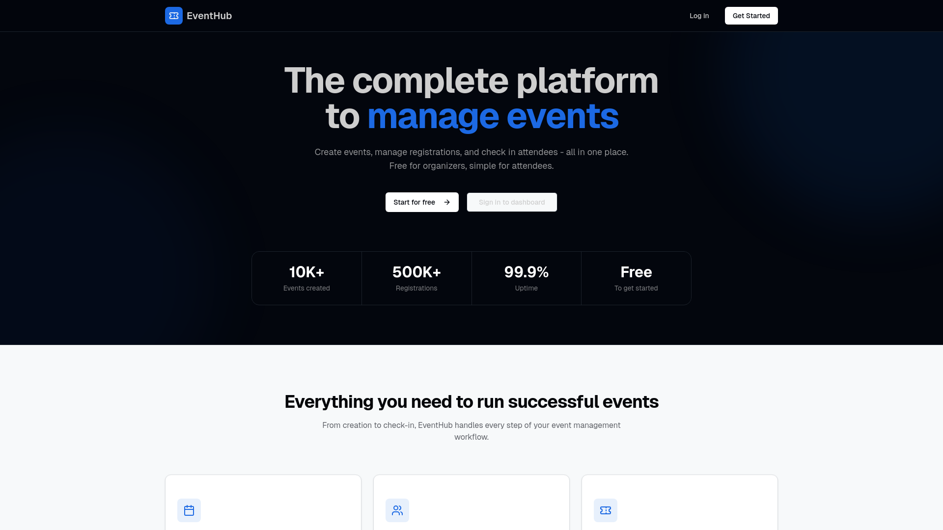 website screenshot of https://eventhub.com.ar