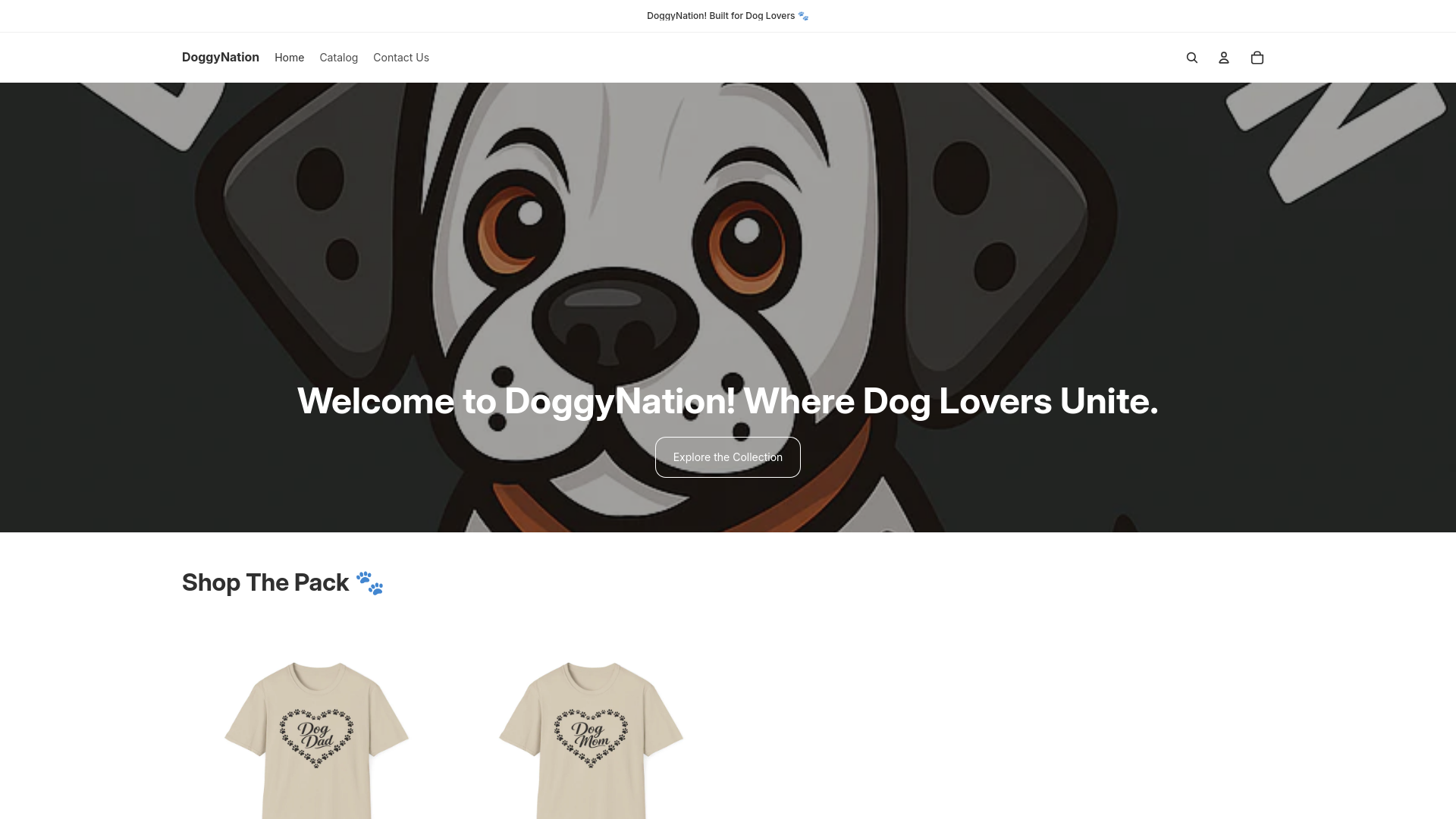 website screenshot of https://doggynation.shop/