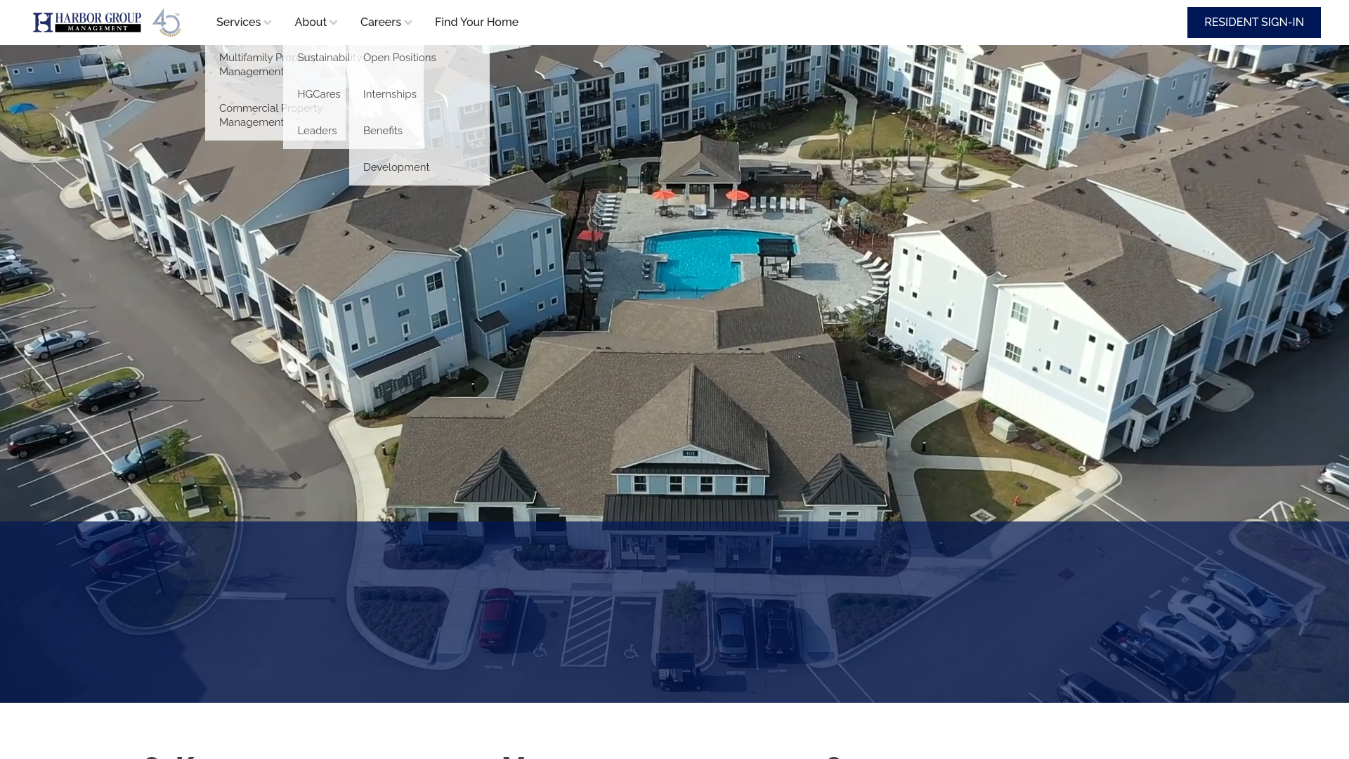 website screenshot of http://www.harborgroupmanagement.com/