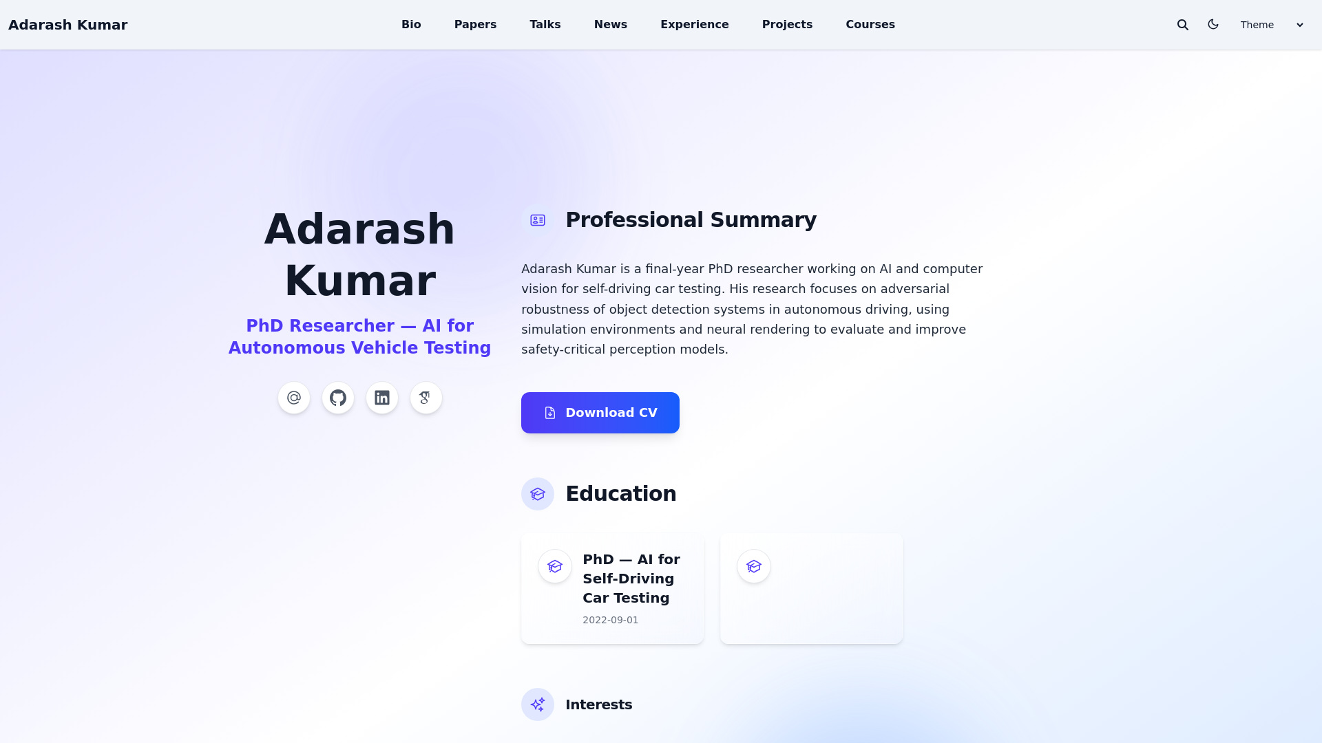 website screenshot of https://adarashkumar-com.pages.dev/