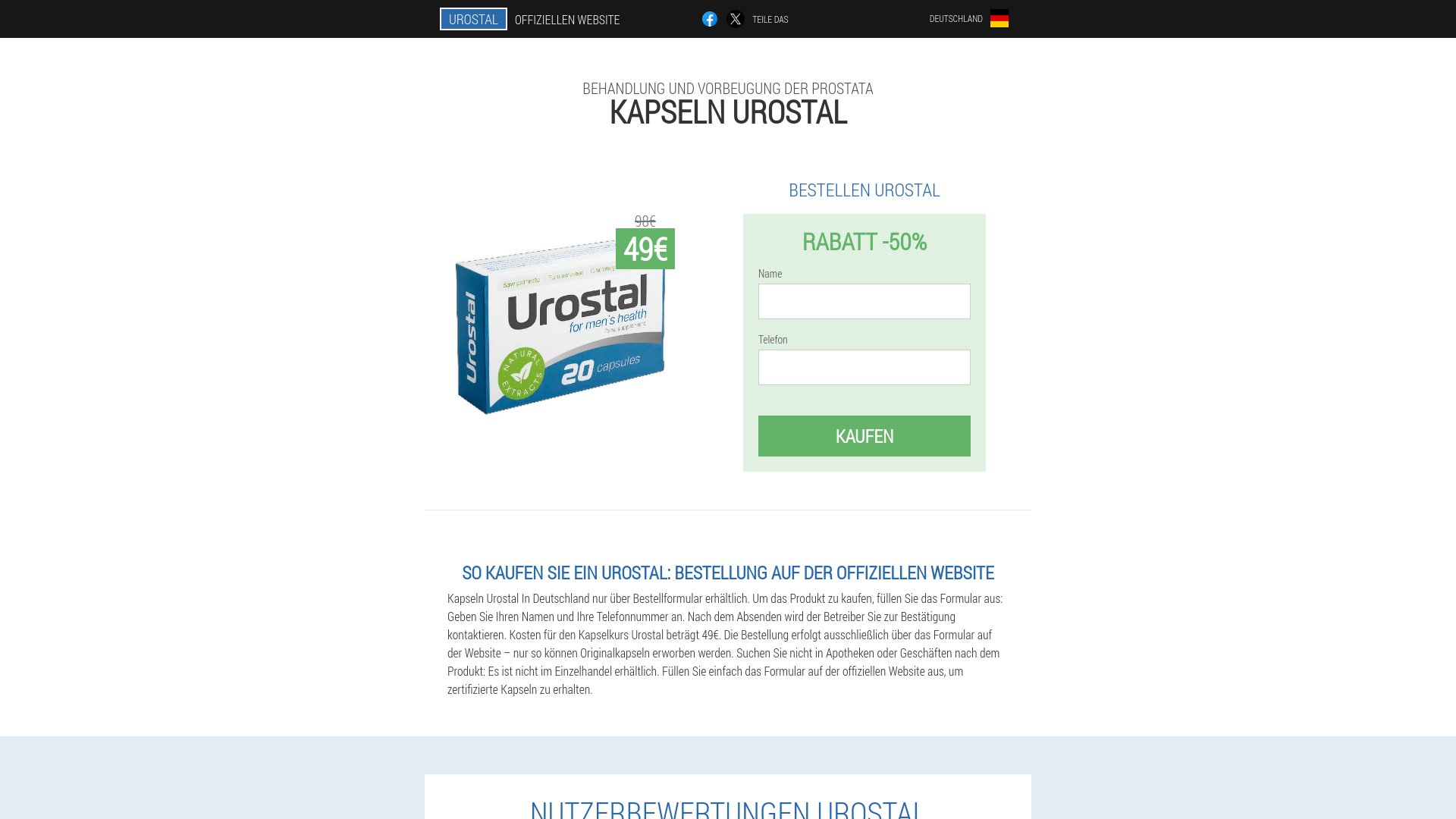 website screenshot of https://urostal.eu