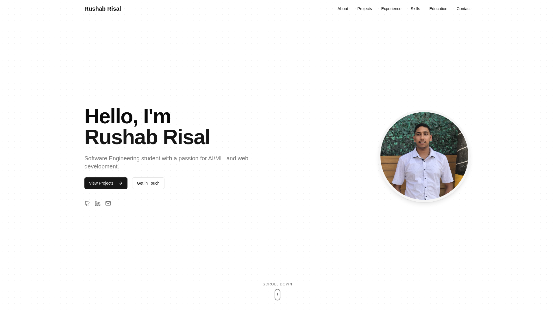 website screenshot of https://rushab-portfolio.pages.dev/