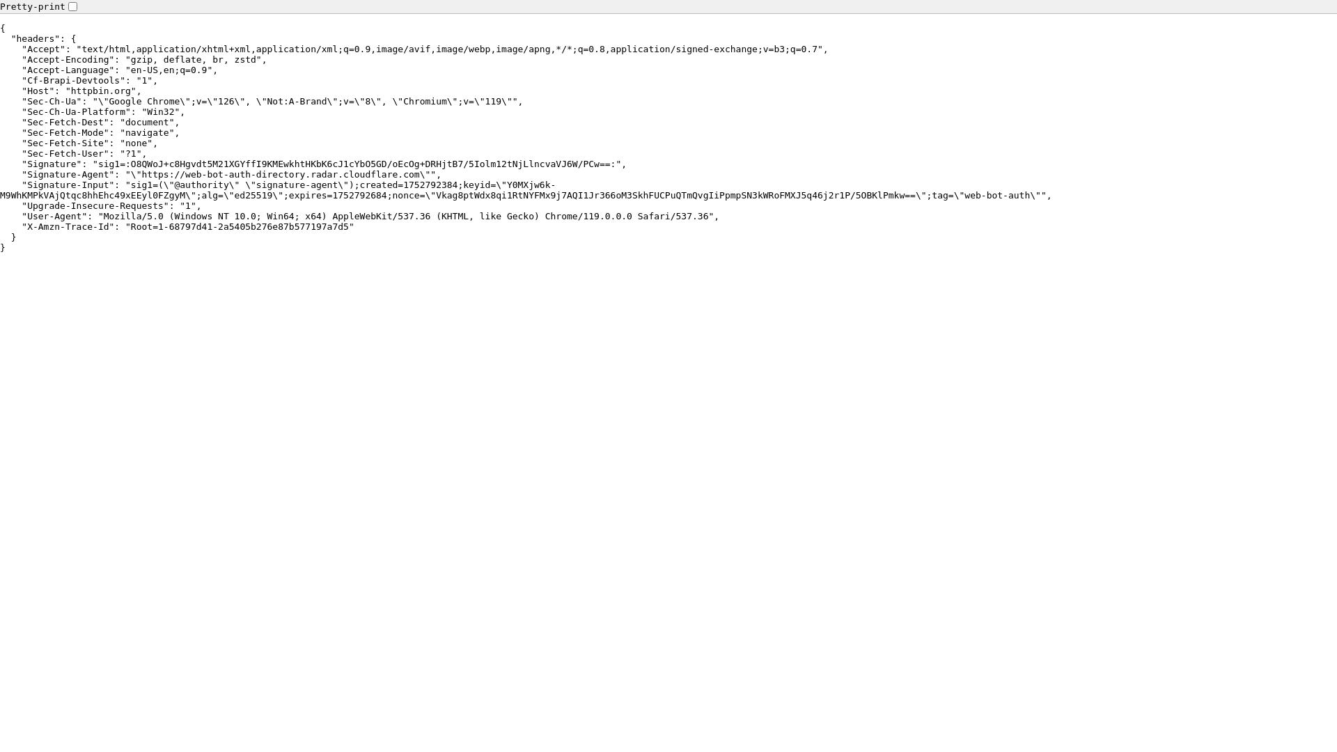 website screenshot of https://httpbin.org/headers