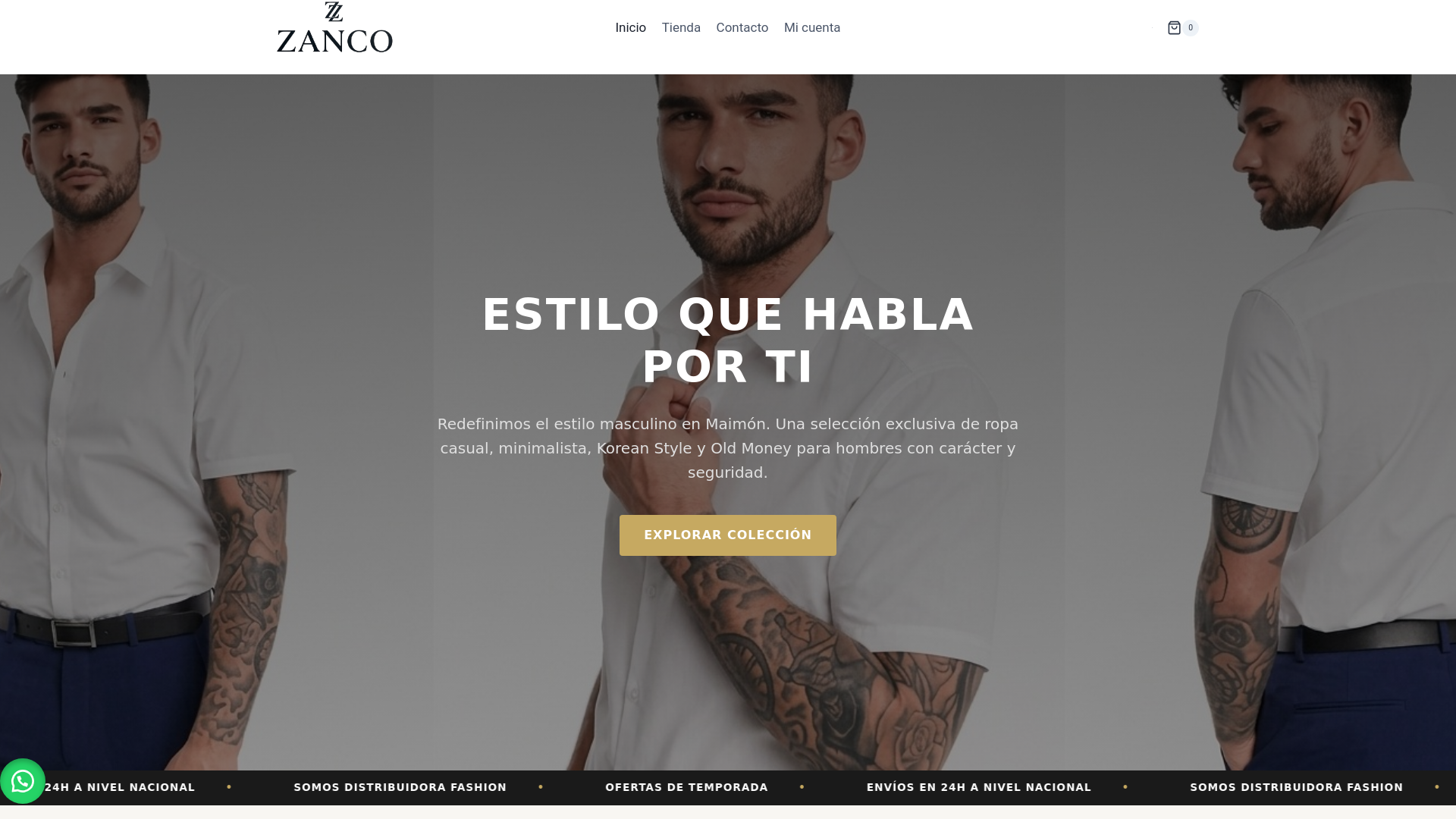 website screenshot of https://tiendazanco.com/