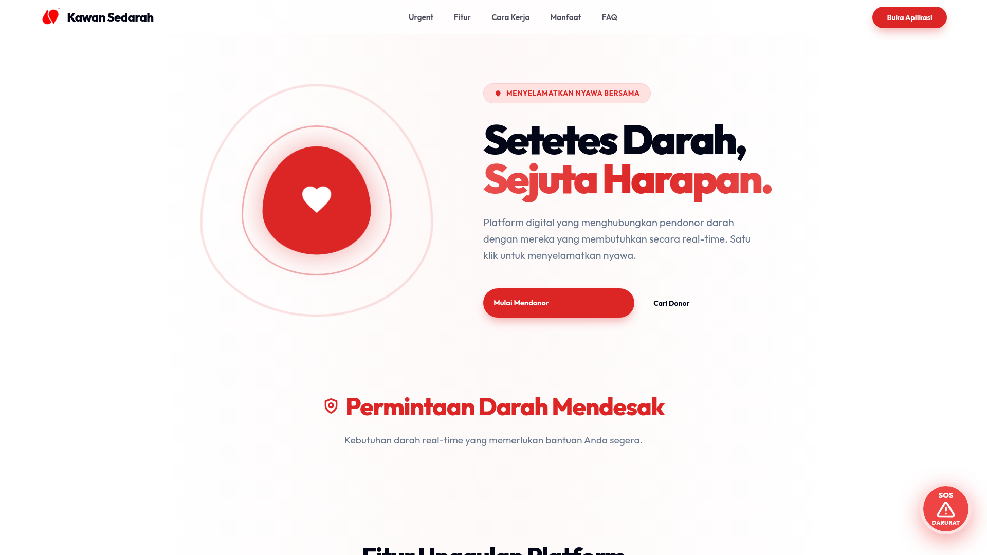 website screenshot of https://kawansedarah.org/
