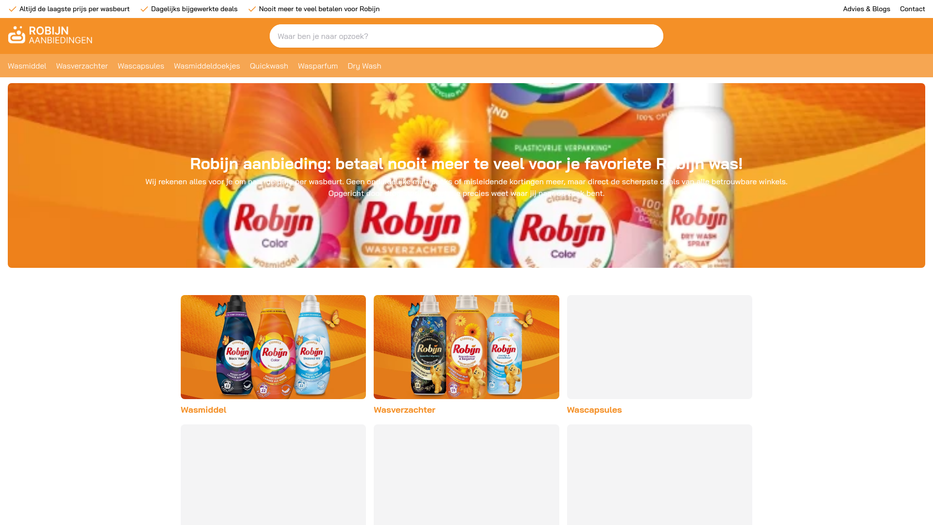 website screenshot of https://robijnwas.nl/