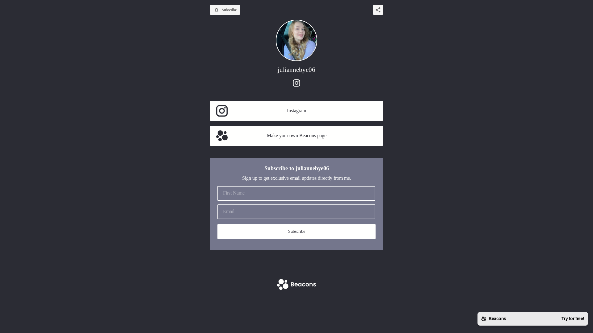 website screenshot of https://juliannebye06.com/