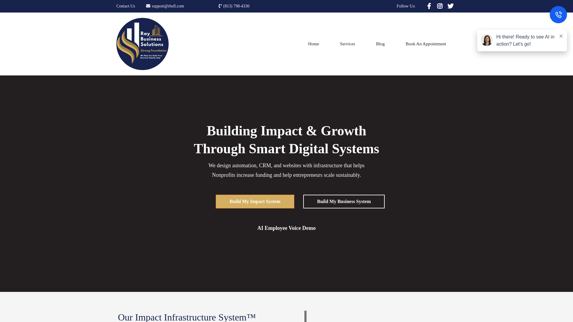 website screenshot of https://rayaisystems.com/