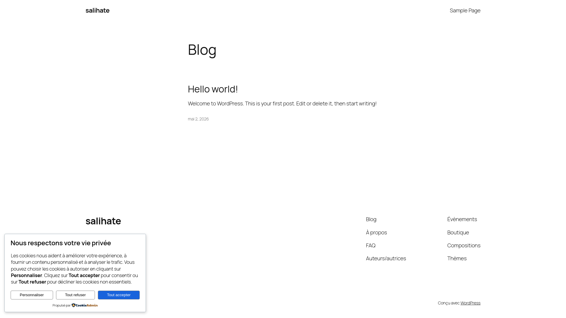 website screenshot of https://salihate.fr/