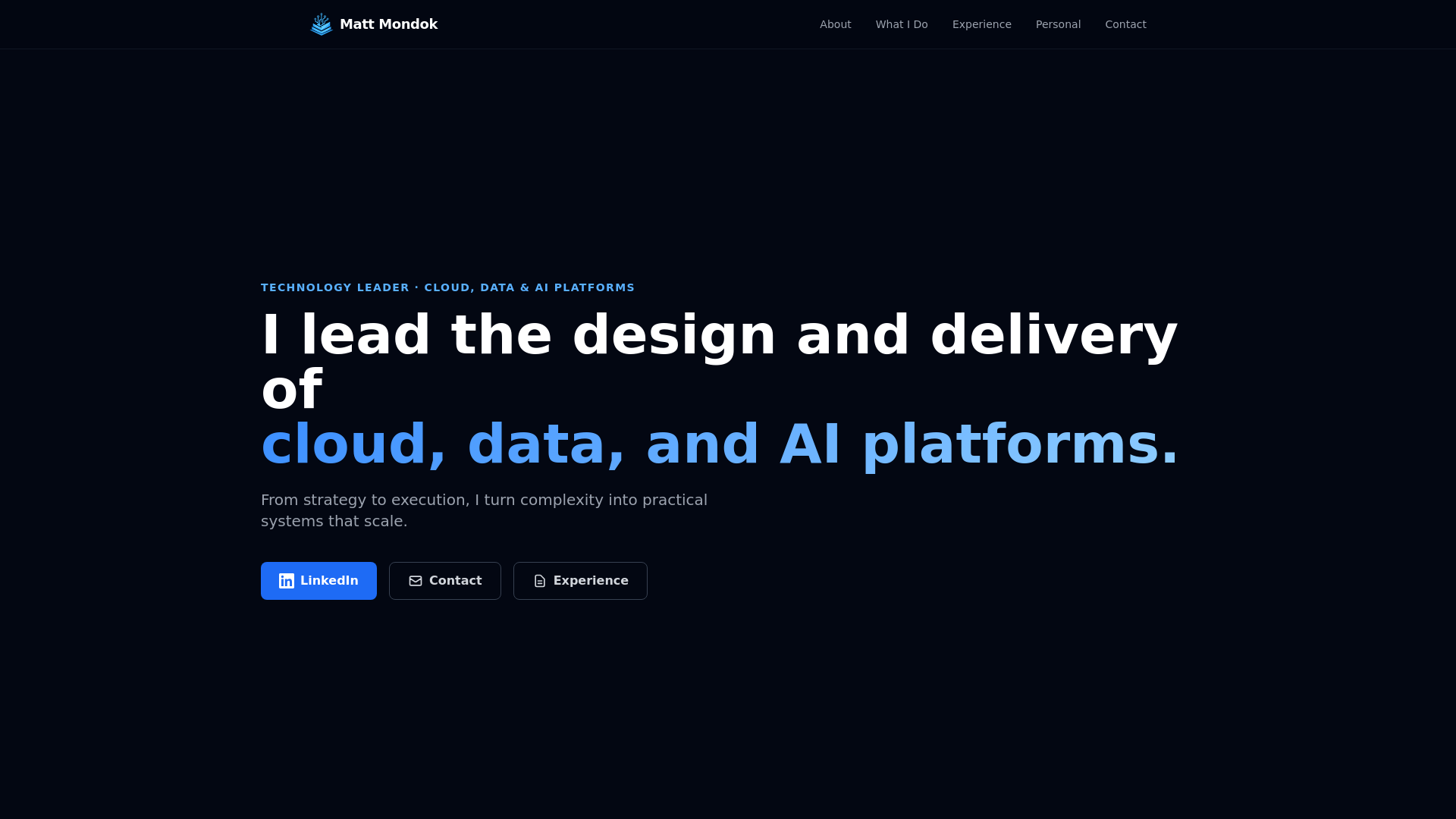 website screenshot of https://mattmondok.com/