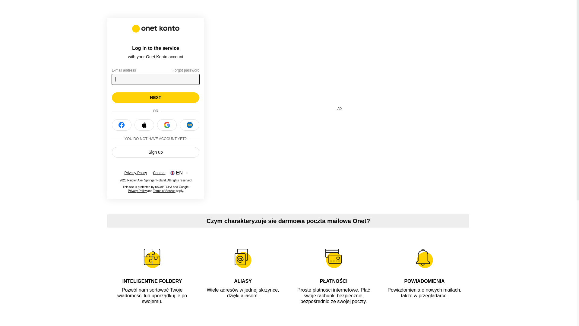 website screenshot of https://konto.onet.pl/