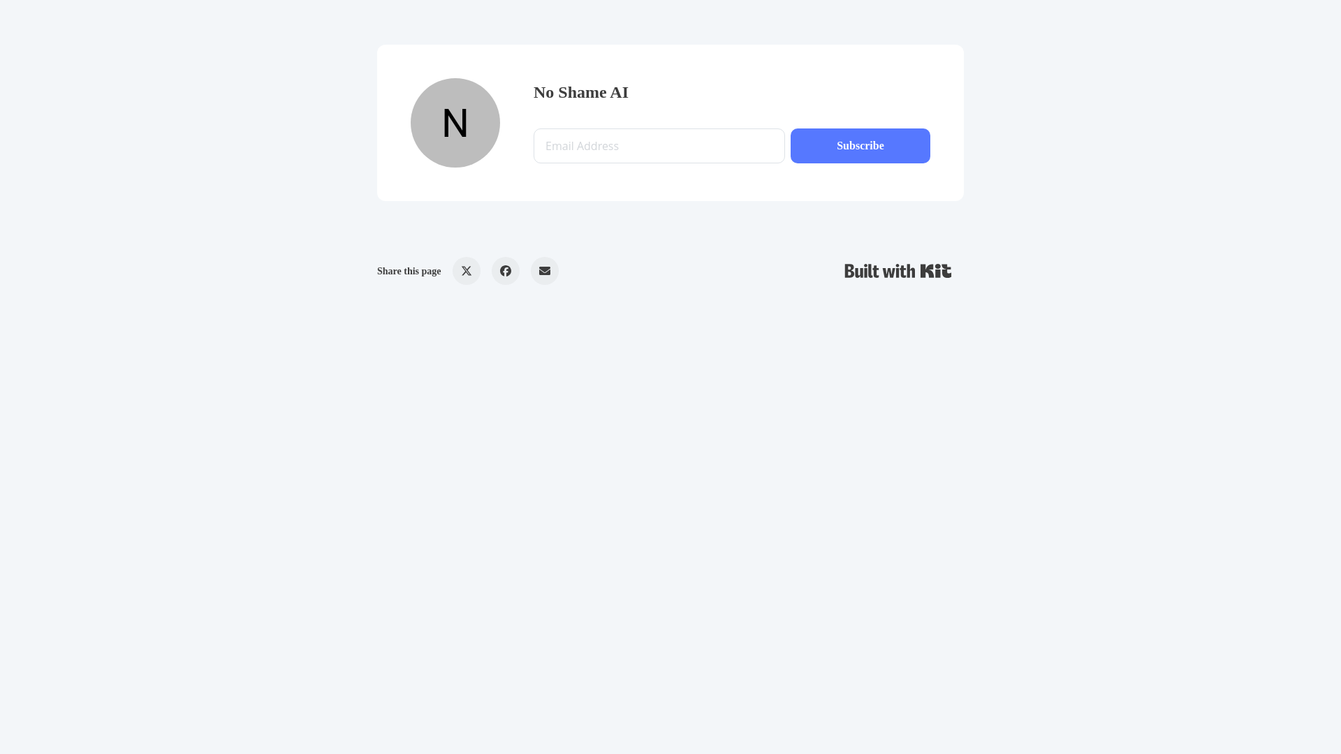 website screenshot of https://noshameai.com/