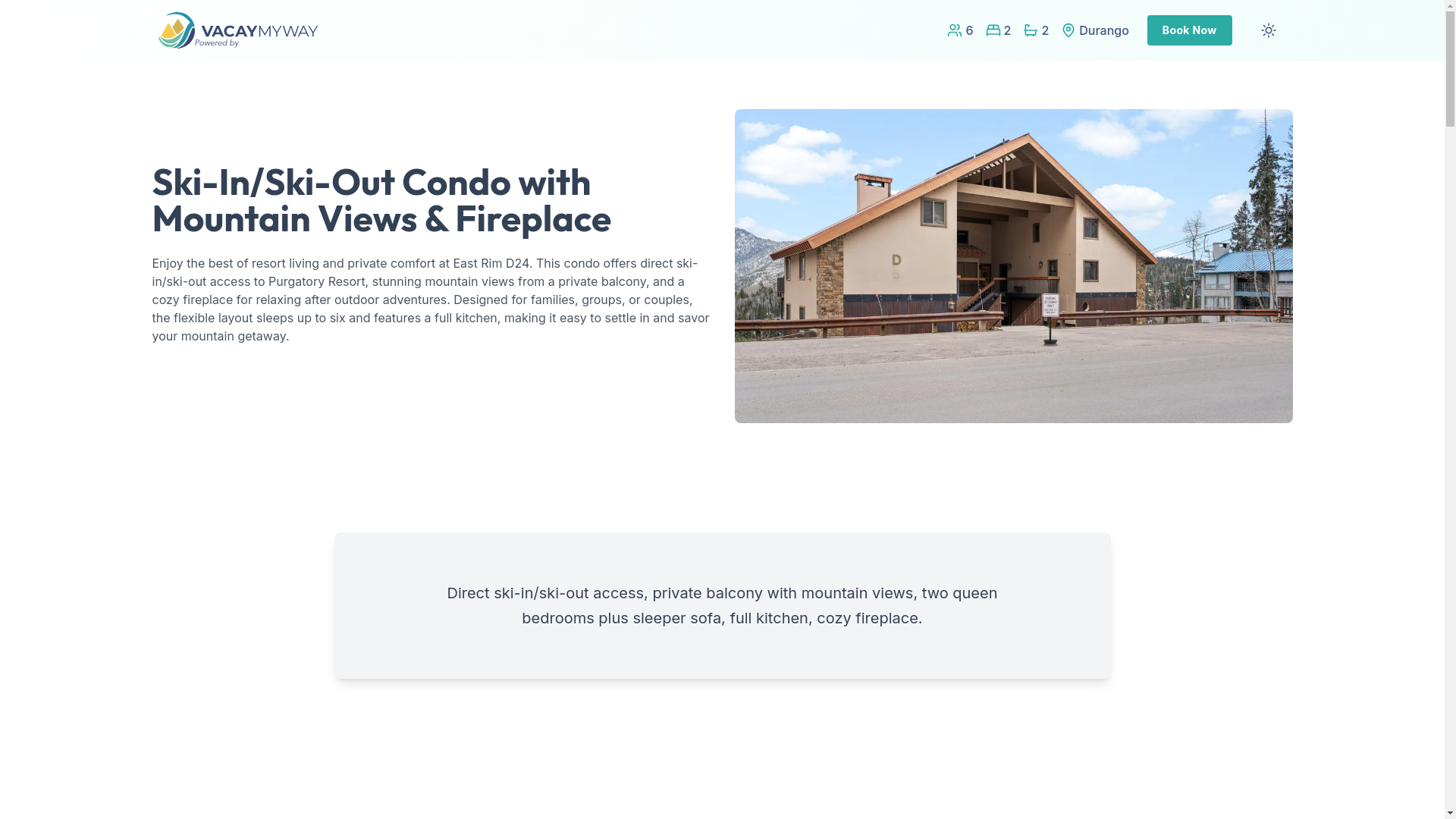 website screenshot of https://durangoslope.house/