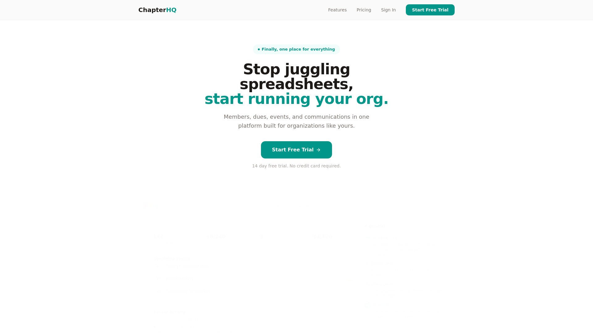 website screenshot of https://chapterhq.ai
