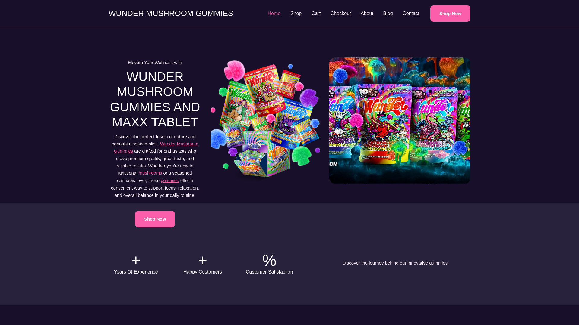 website screenshot of https://wunder-mushroomgummies.com