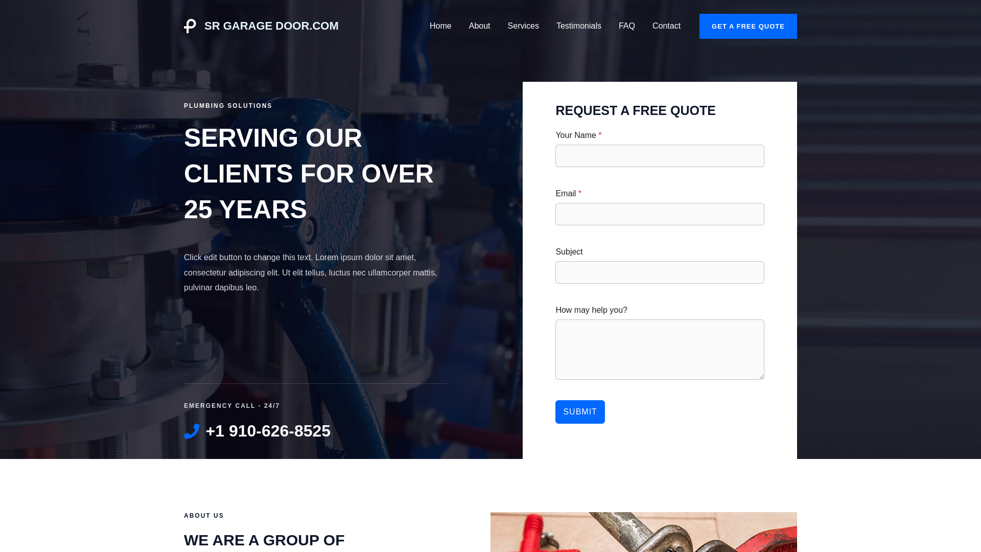 website screenshot of https://sr-garage-door.com/