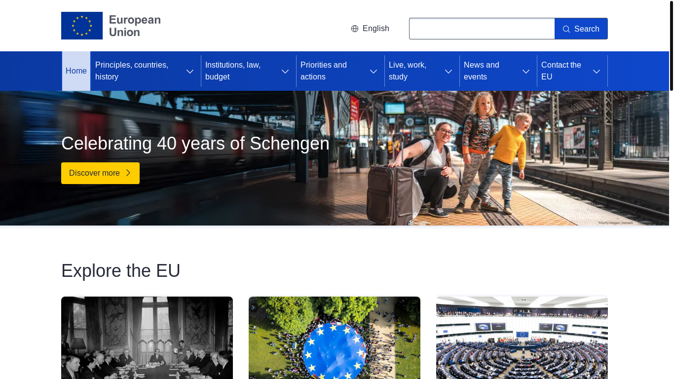 website screenshot of https://european-union.europa.eu/