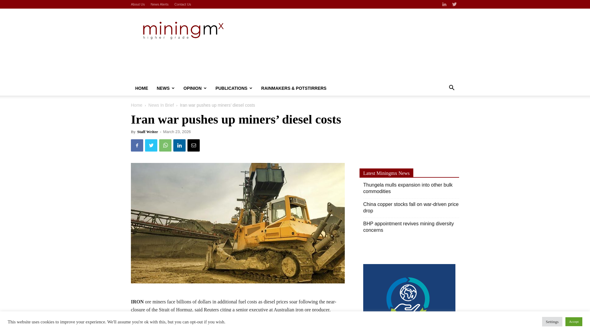 website screenshot of https://www.miningmx.com/trending/64811-iran-war-pushes-up-miners-diesel-costs/