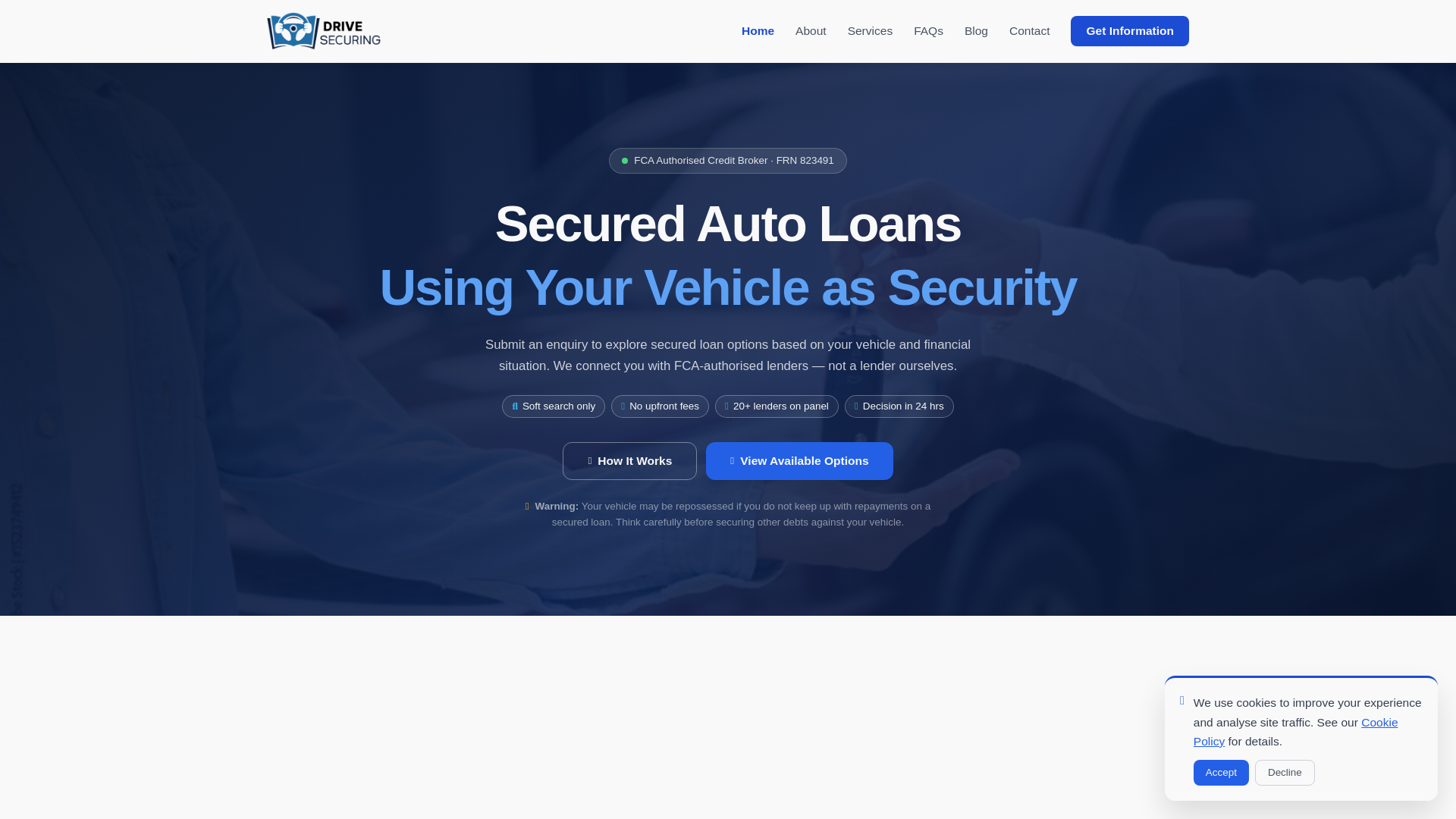 website screenshot of https://drivesecuring.com