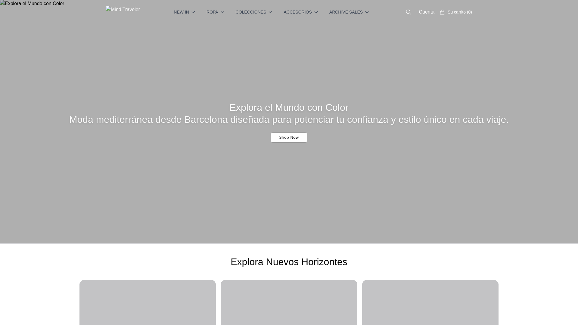 website screenshot of https://mindtravelerbcnboutique.shop/