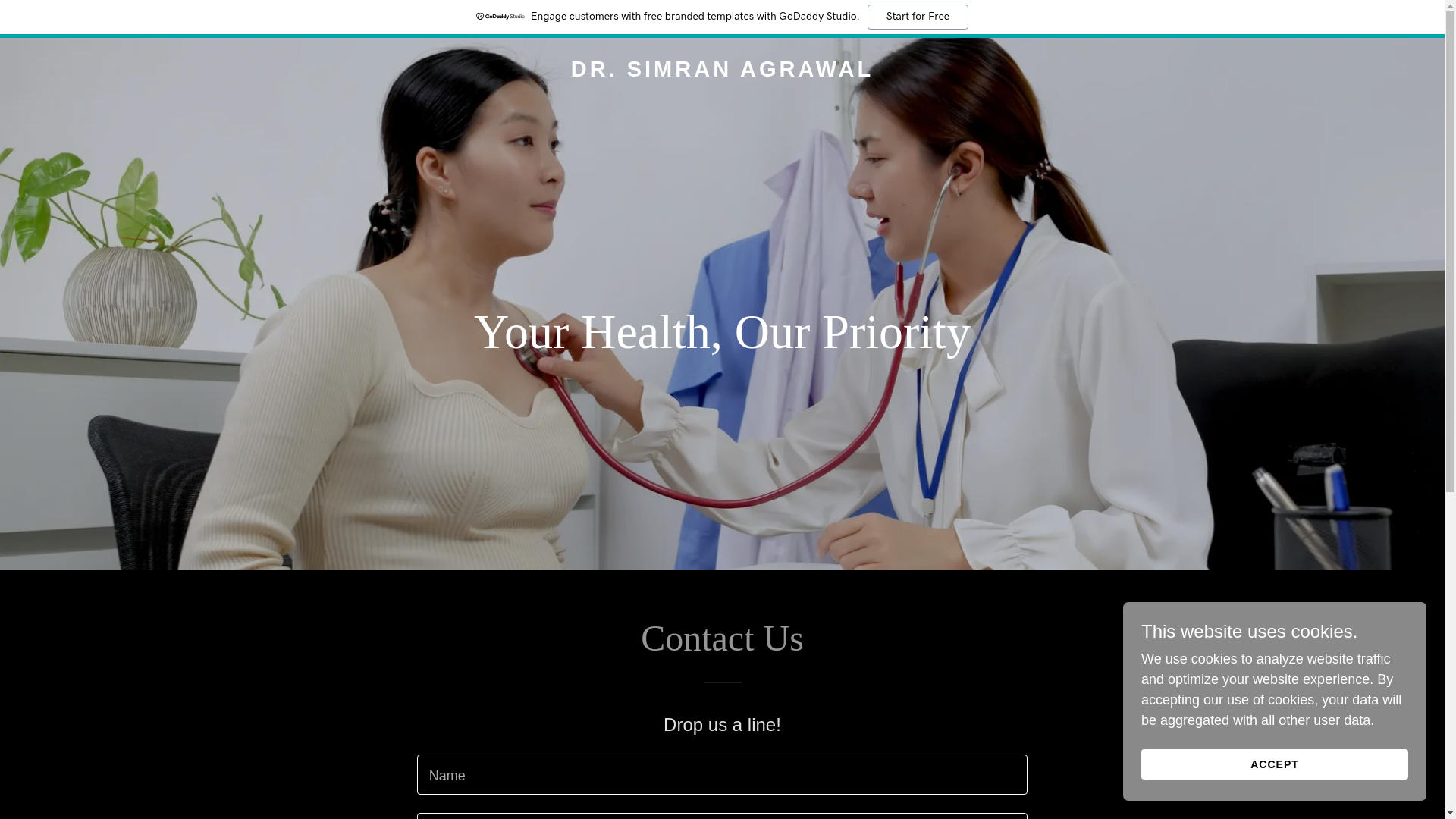 website screenshot of https://drsimranagrawal.com/