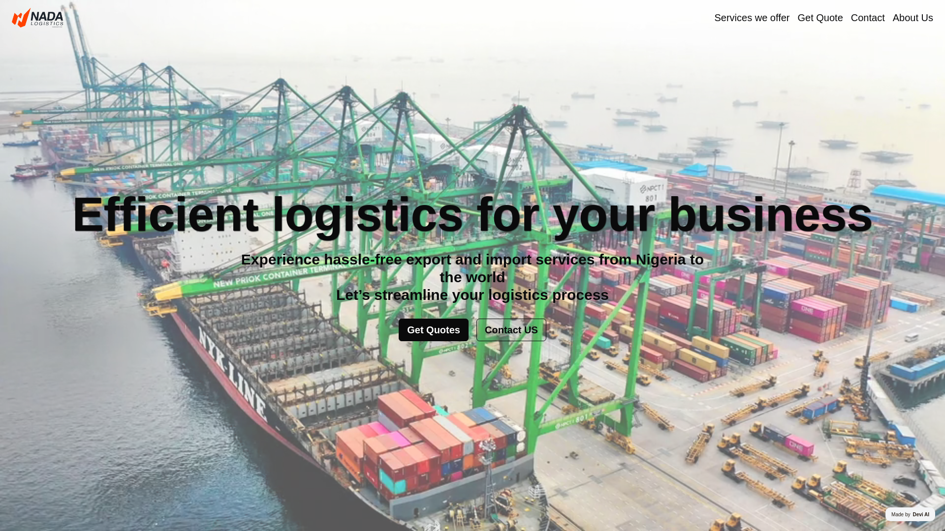 website screenshot of https://nadalogistics.pages.dev/