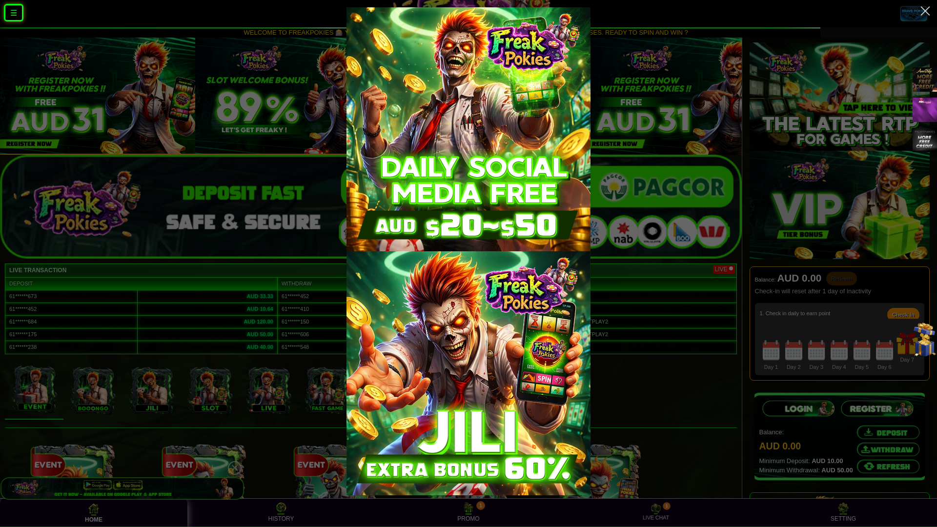 website screenshot of https://freakpokies.net/