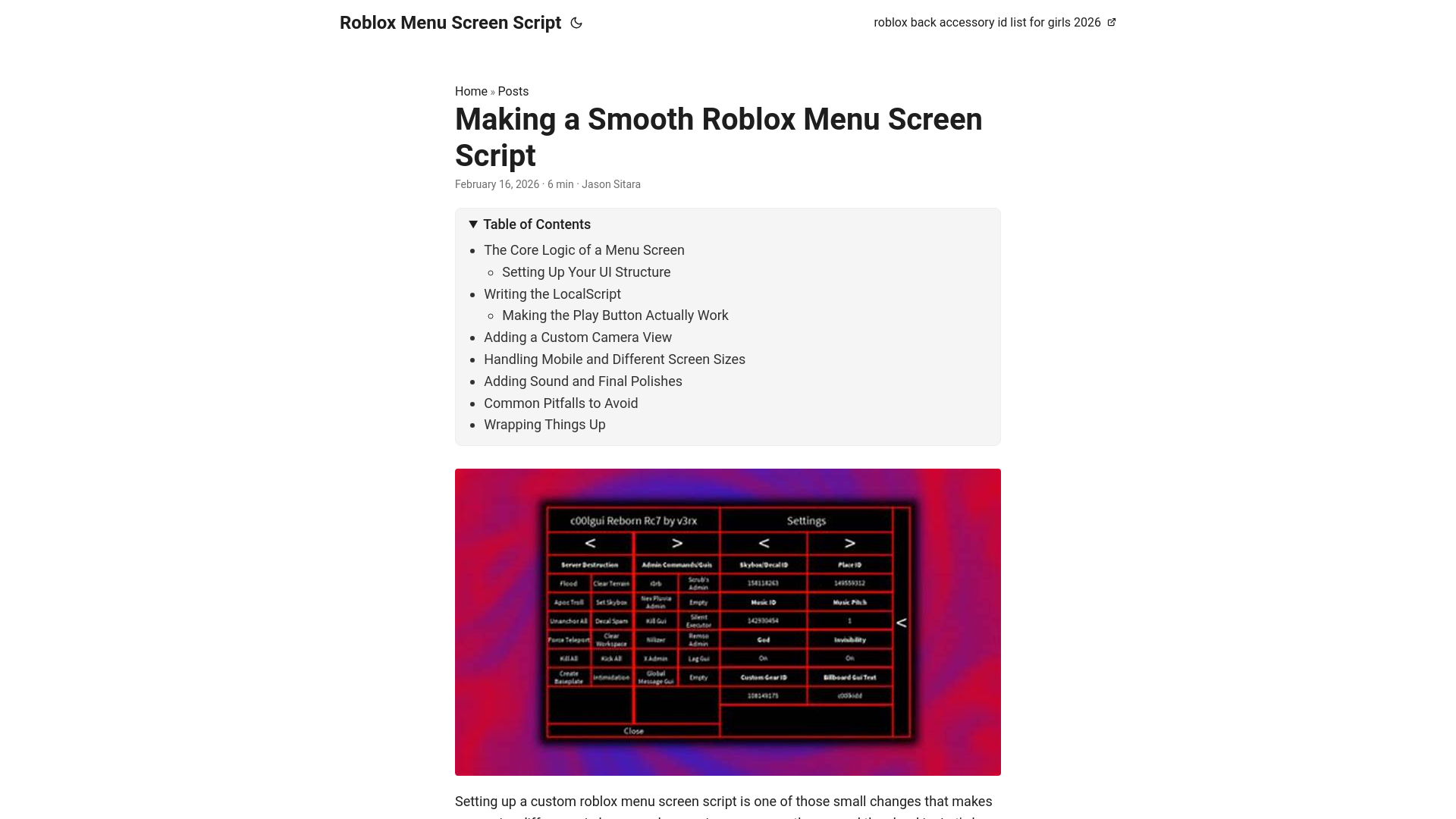 website screenshot of https://roblox-menu-screen-script.pages.dev/