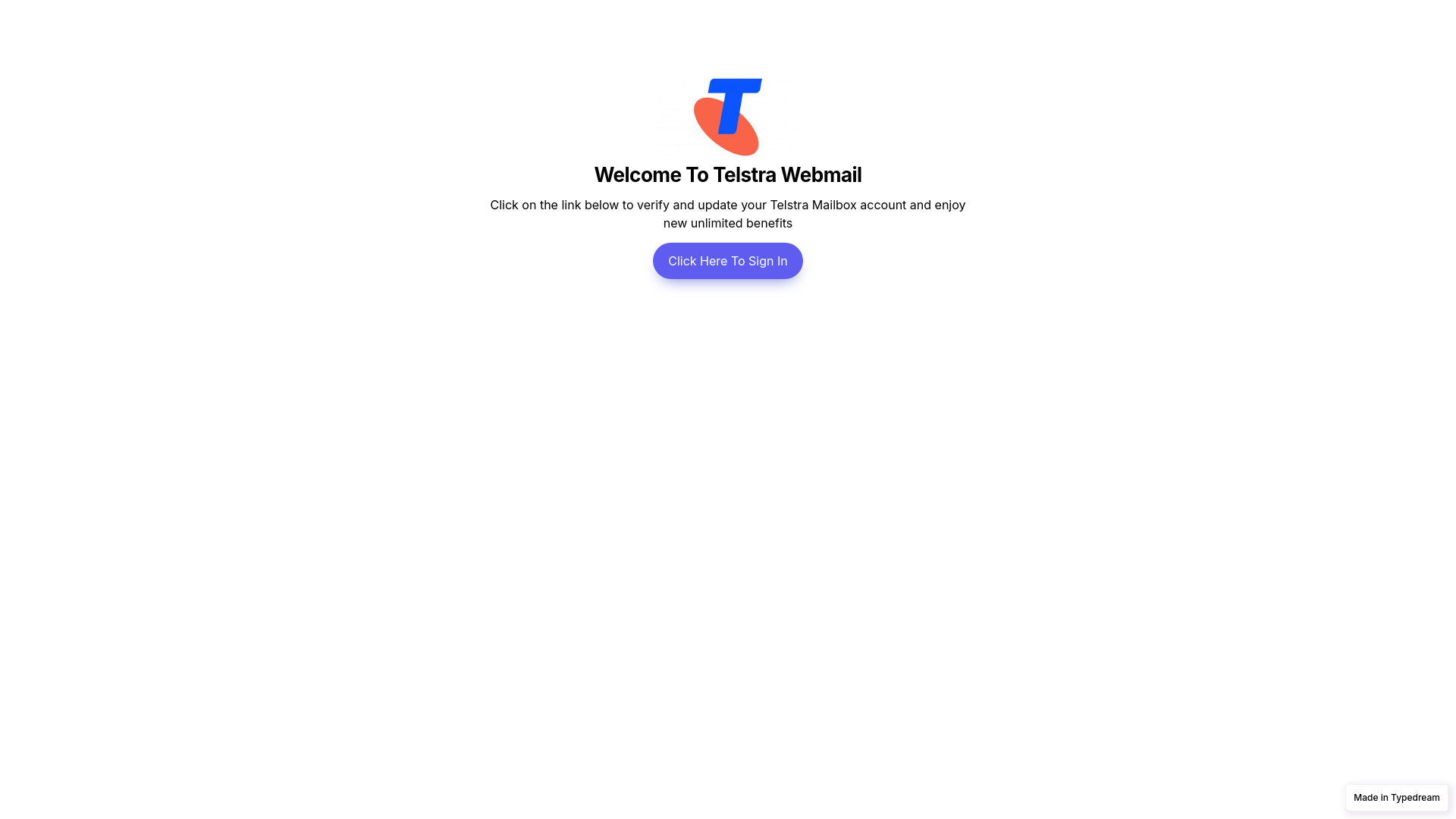 website screenshot of https://telstrawebmailaplusg.typedream.app/