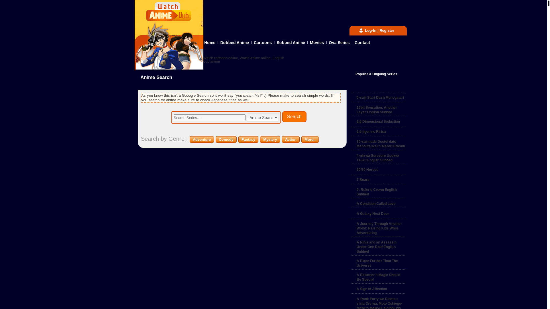 website screenshot of https://www.wcostream.tv/search