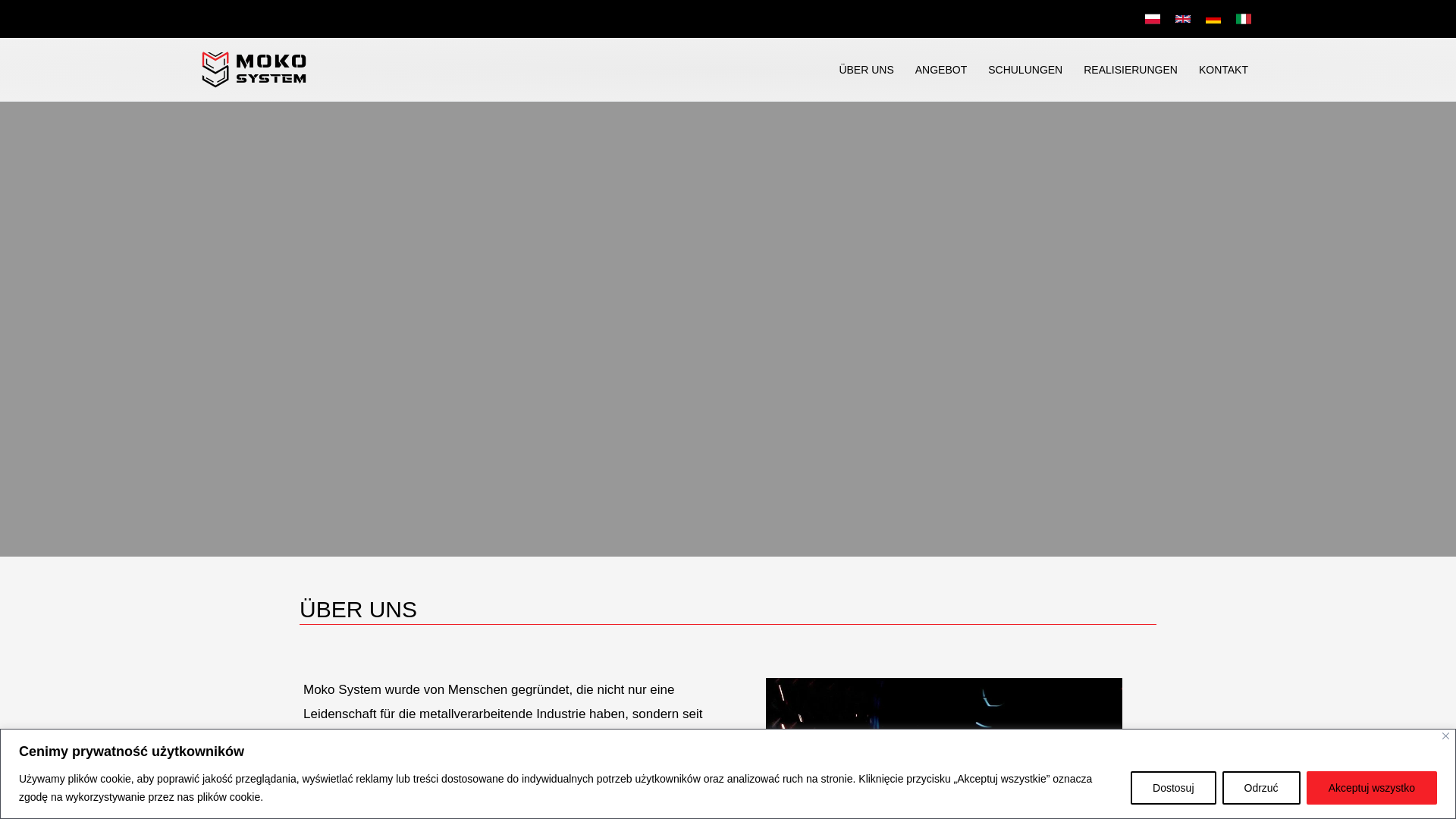 website screenshot of https://moko-system.eu/