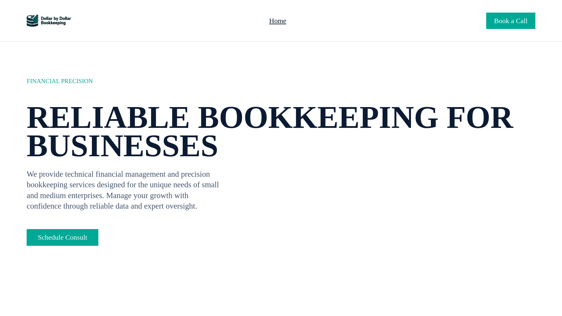 website screenshot of https://dollarbydollarbookkeeping.com/