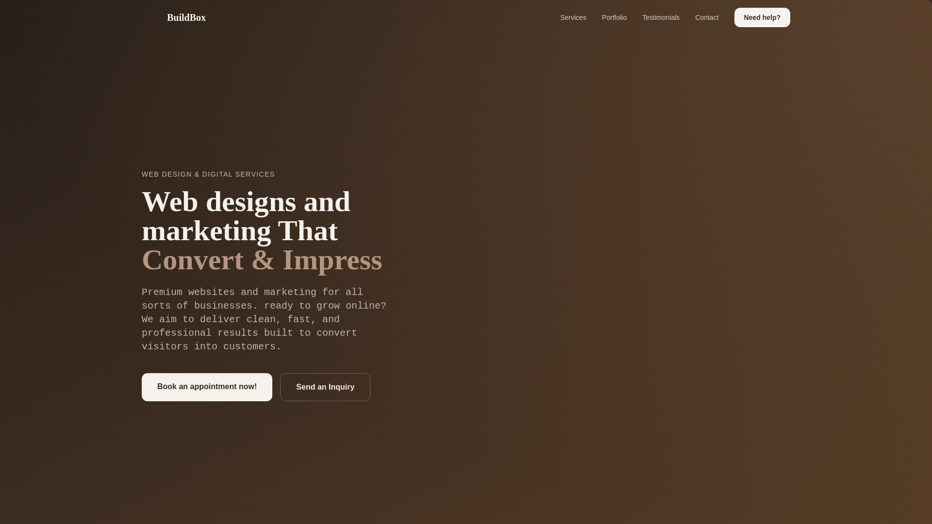 website screenshot of https://buildbox-studios.com/