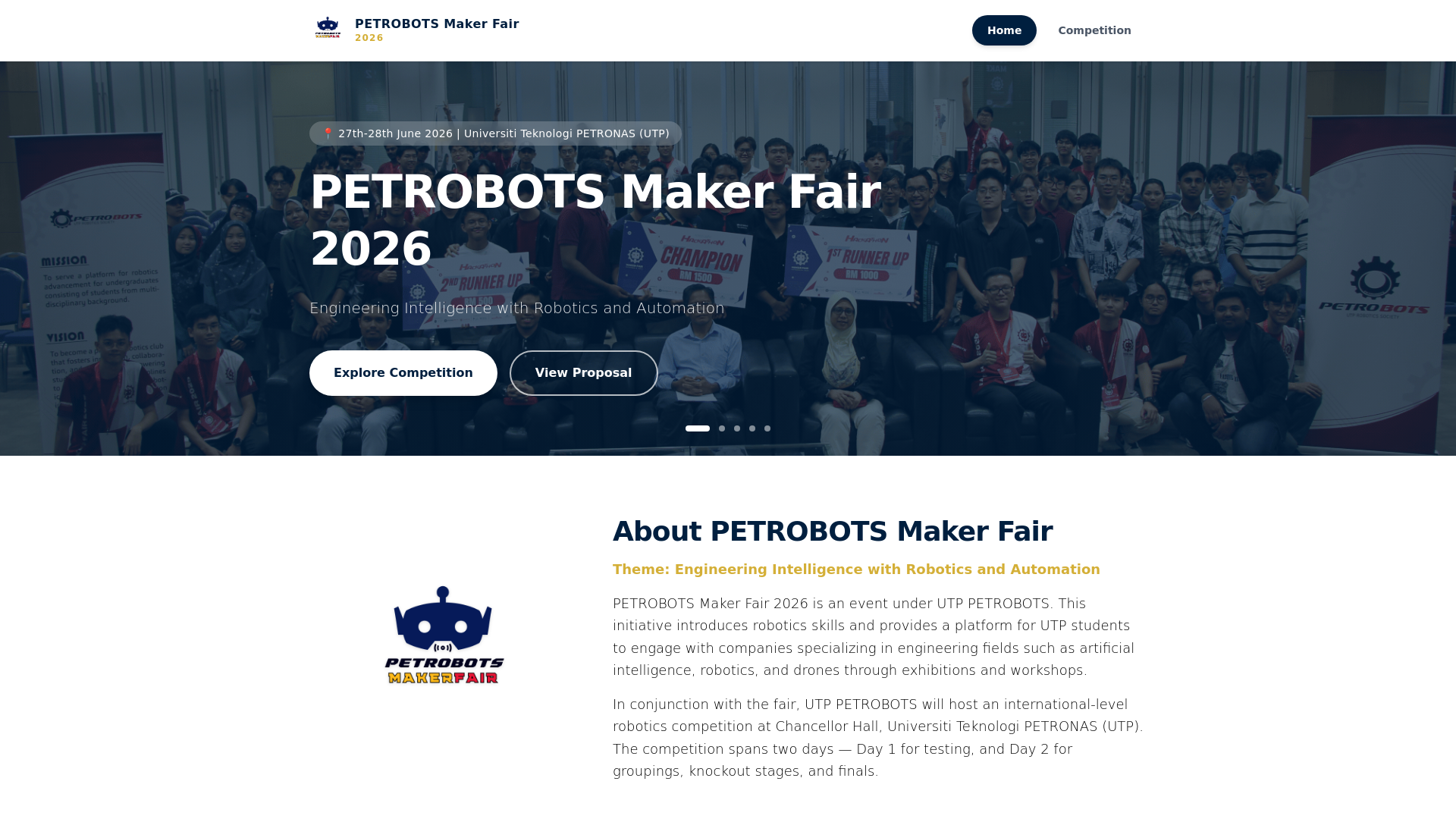 website screenshot of https://petrobotsmakerfair.pages.dev/