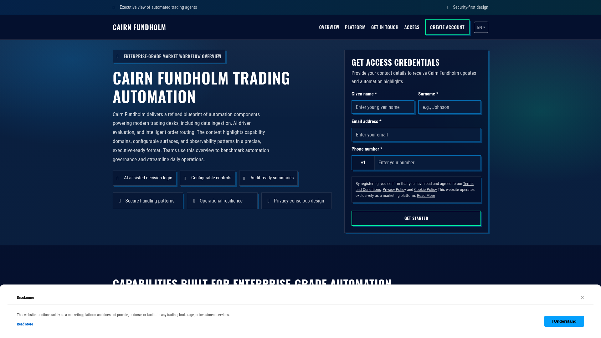 website screenshot of https://cairnfundholm.shop/