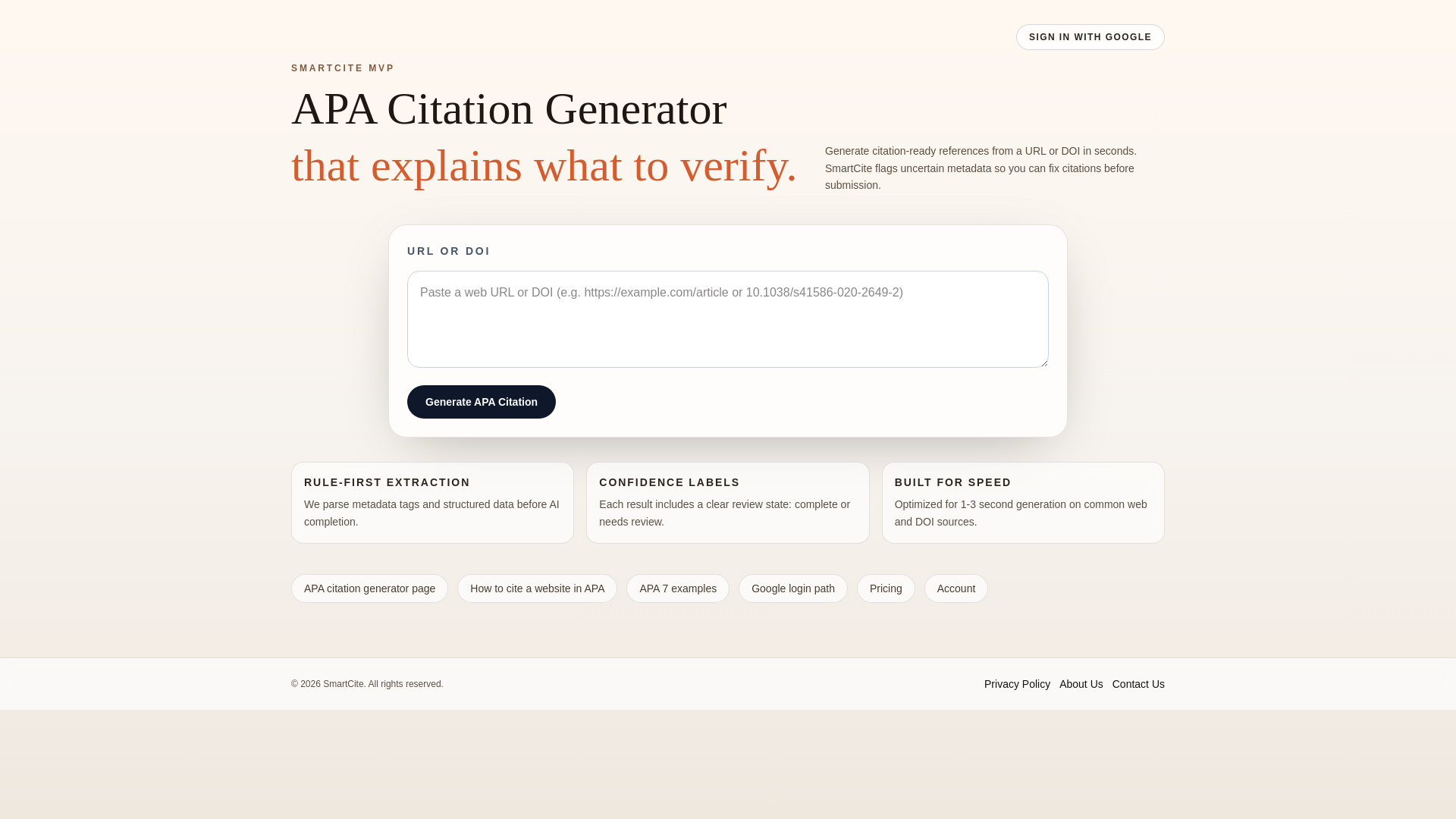 website screenshot of https://apacitationgenerator.online/