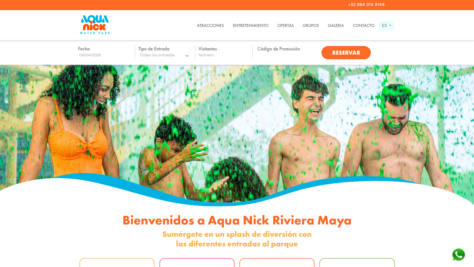 website screenshot of https://aquanickresort.com